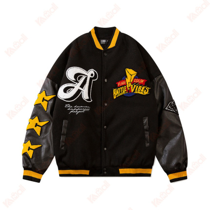 black polyester fiber bomber jacket